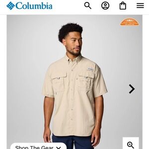 Columbia Men's PFG Short Sleeve Button Up Collar Shirt size XL color Tan